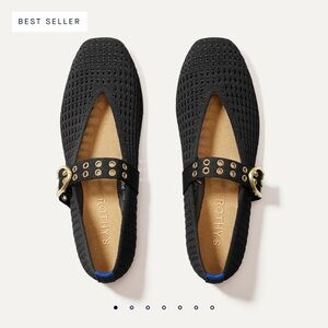 Rothy's Black Loafers with Gold Buckle